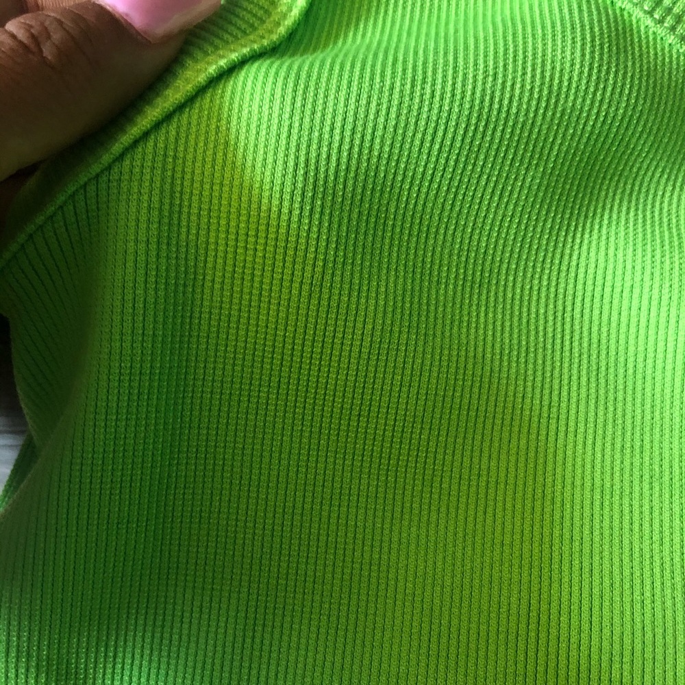 Neon Green Ribbed Crop top - Picture 2 of 2
